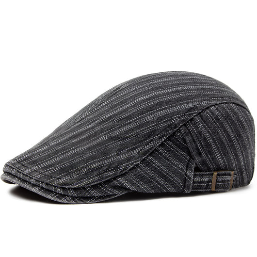 Boina Retro de Algodón Denim Lavado con Costura Británica para Hombre - Image 7
