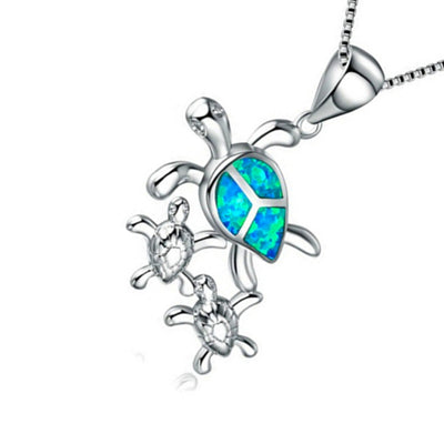 Collar de plata con colgante de tres tortugas para mujer - Image 3
