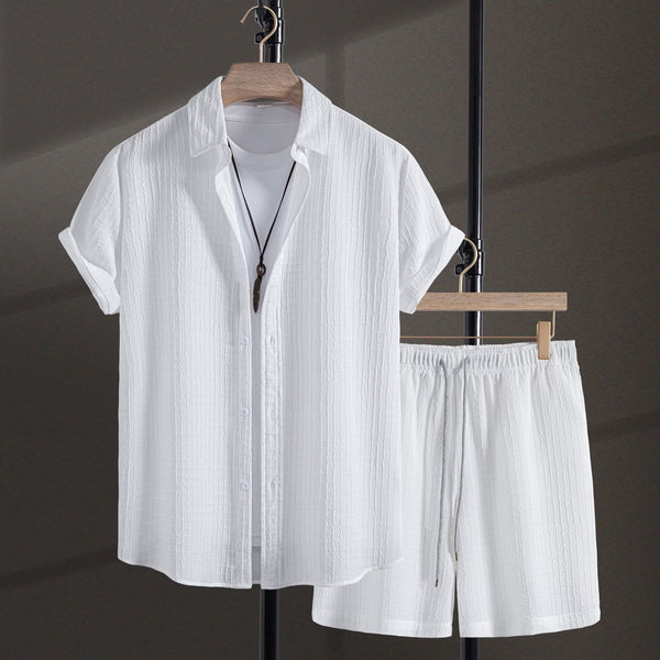 Conjunto Casual Hombre: Camisa y Shorts Jacquard Manga Corta - Image 3