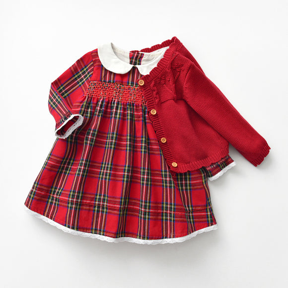 Vestido a Cuadros Rojo para Niña - Colección Otoño
