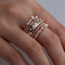 Set de 5 Anillos Apilables Estilo Bohemio en Tono Oro Rosa