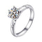 925 Plateado inlaid Moissan diamond ring with six-claw diamond ring 1 carat 10