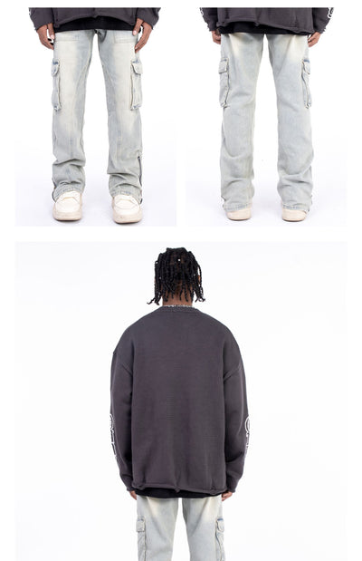 Pantalones Vaqueros Vintage Lavados con Cierre en Bota - Estilo Americano Casual - Image 15