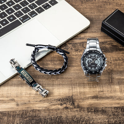 Reloj de Acero Inoxidable para Hombre con Pulsera Juego Completo - Image 3
