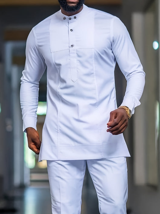 Camisa Étnica Africana para Hombre - Manga Larga Primavera Otoño - Image 6