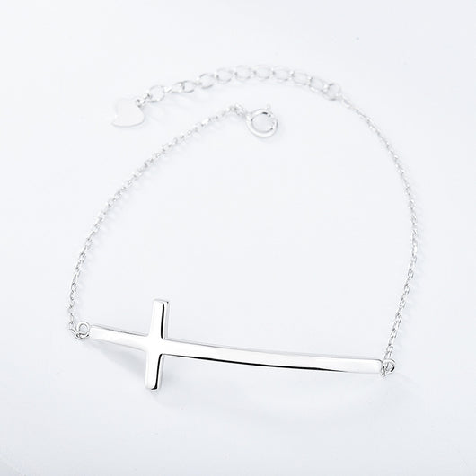 Pulsera de Plata Esterlina con Cruz Brillante para Mujer - Image 7