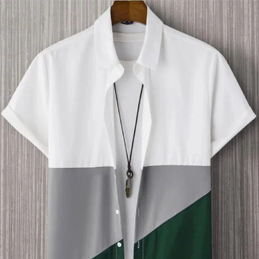 Camisa Casual para Hombre con Estampado Digital y Cuello de Pie
