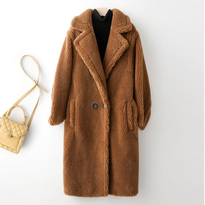 Abrigo Largo de Lana de Oveja con Pelaje Teddy para Mujer - Image 2