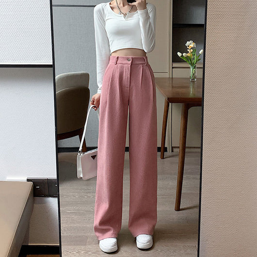 Pantalones de Pana Cintura Alta Pierna Ancha Estilo Retro - Image 14