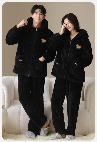 Pijama Térmica para Parejas con Capucha y Cierre - Conjunto Abrigado Unisex - Image 10