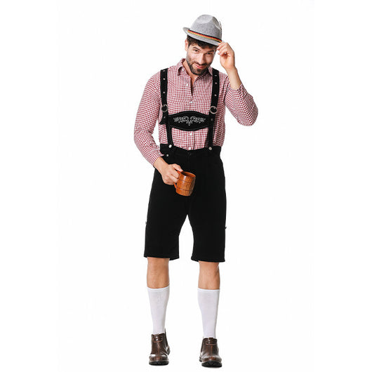 Traje Tradicional Bávaro para Festivales - Conjunto de 3 Piezas con Sombrero y Camisa Cuadriculada - Image 4