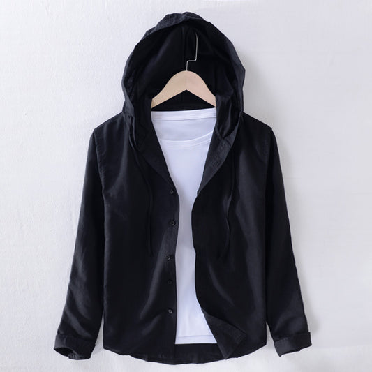 Camisa Hoodie de Lino y Algodón con Estilo Artístico para Jóvenes - Image 2