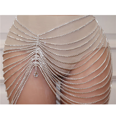 Falda de Danza con Cadena de Cintura y Borlas Brillantes - Image 3