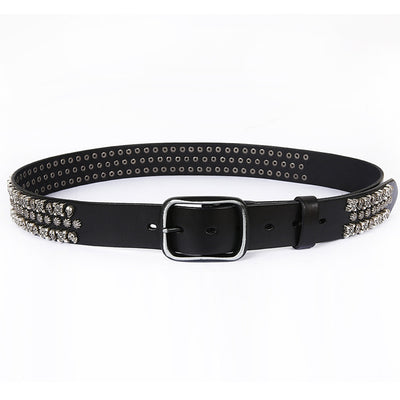 Cinturón de Cuero Genuino para Hombre Estilo Punk con Remaches y Calavera - Image 2