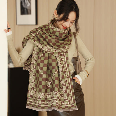 Bufanda de Cachemira Elegante Estilo Nacional Reversible Jacquard Doble Cara - Image 3