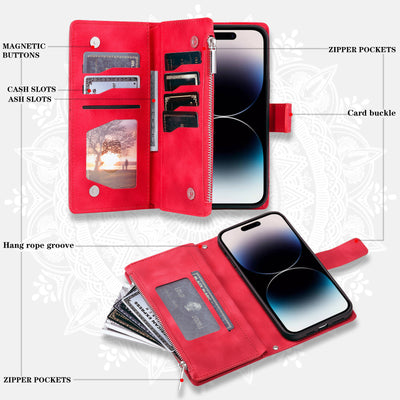 Funda Cartera Teléfono Cuero Grabado - Organizador de Tarjetas con Cierre - Image 25