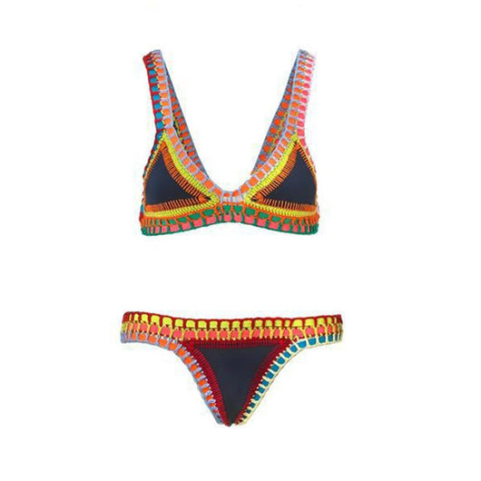 Bikini Tejido a Mano Multicolor - Traje de Baño Crochet Elástico para Mujer - Image 14
