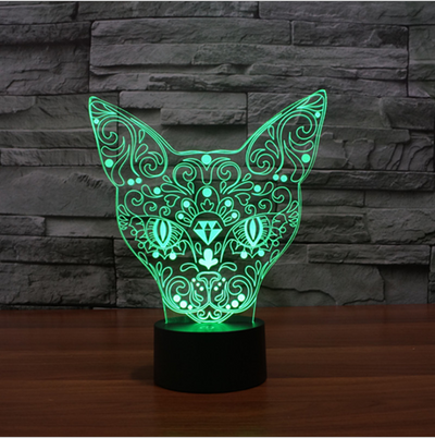 Lámpara Nocturna LED 3D Gato Multicolor con Cambio de Colores