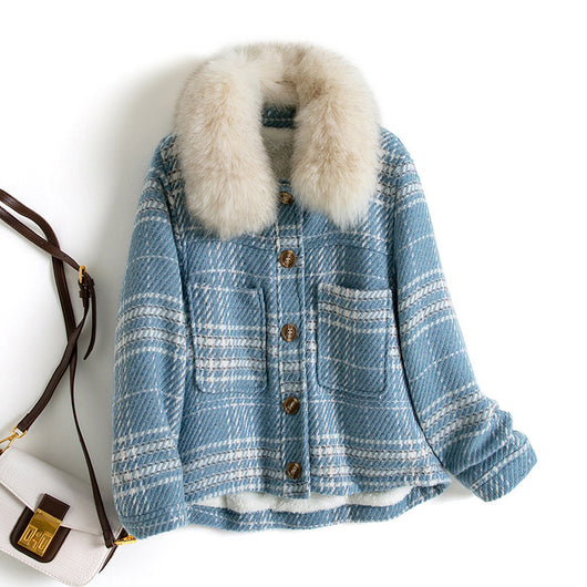 Chaqueta Tweed y Terciopelo a Cuadros para Mujer - Elegancia Sofisticada - Image 13