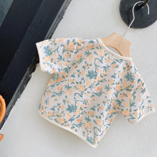 Conjunto Infantil Estilo Western Retro con Flores Caladas - Blusa y Short - Image 10