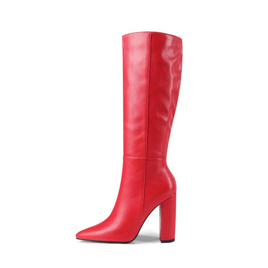 Botas Altas de Tacón Grueso Punta Afilada para Otoño e Invierno - Image 34