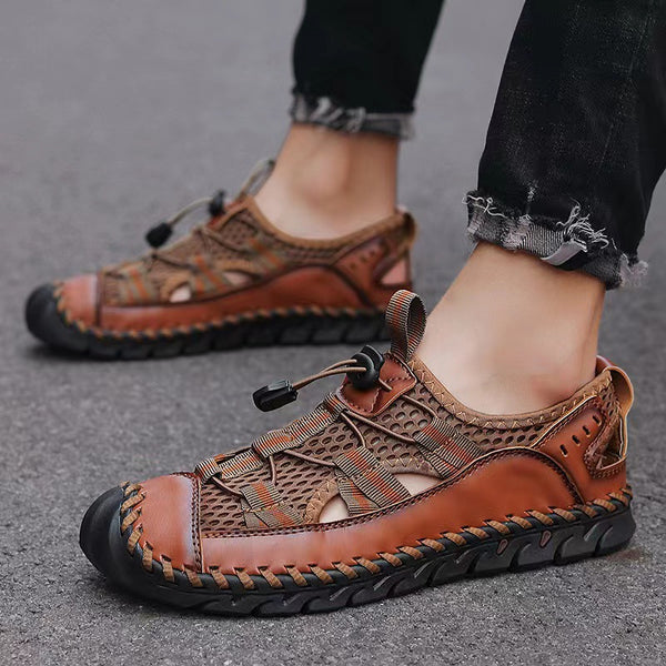 Sandalias Tejidas a Mano con Protección de Dedo - Cómodas y Seguras