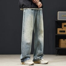Pantalones Jeans Rectos Anchos con Degradado y Lavado Artesanal para Hombre - Image 14