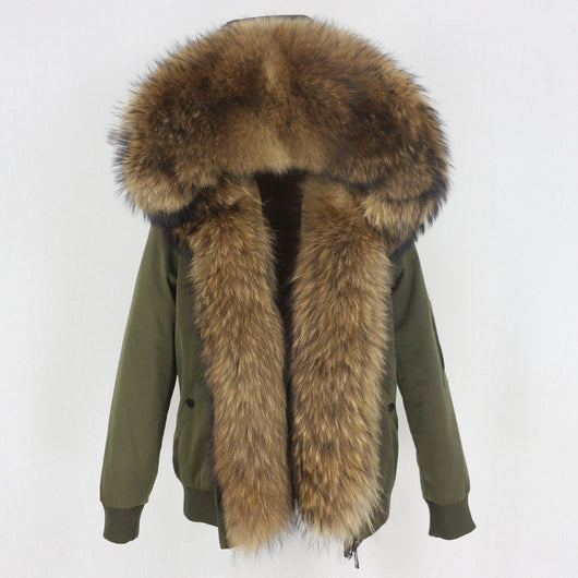 Parka con Forro de Piel de Mapache Desmontable - Abrigo Térmico Grueso - Image 12