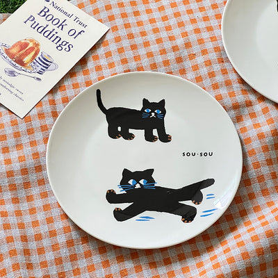 Plato de Cerámica Gato Negro - Vajilla Elegante para Desayuno y Ensalada - Image 4