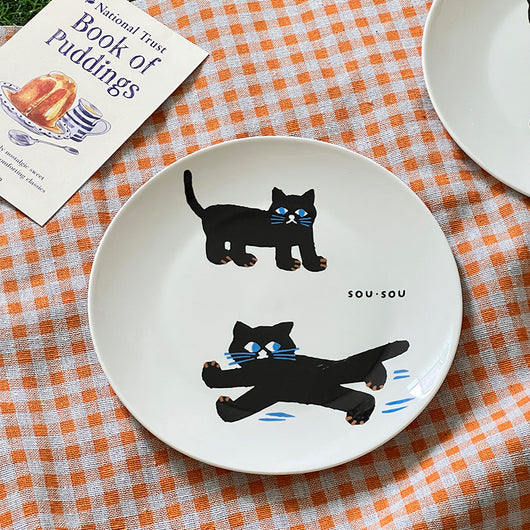 Plato de Cerámica Gato Negro - Vajilla Elegante para Desayuno y Ensalada - Image 4