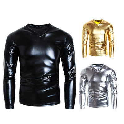 Playera Base V-Neck Brillante de Manga Larga para Hombre - Image 2