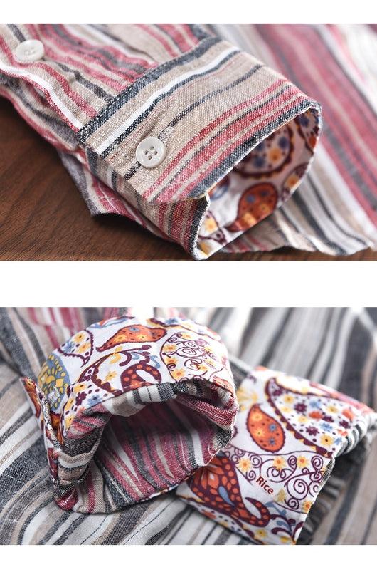 Camisa de Lino a Rayas para Hombre - Perfecta para Primavera y Verano - Image 6