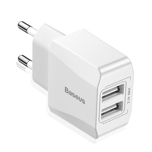Cargador Dual USB Baseus Mini Compacto - Adaptador de Viaje EU para iPhone y Android