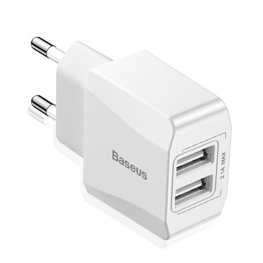 Cargador Dual USB Baseus Mini Compacto - Adaptador de Viaje EU para iPhone y Android
