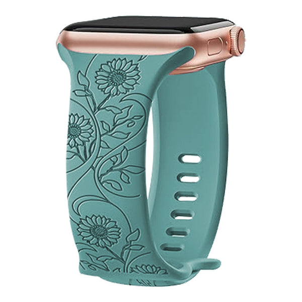 Correa de Reloj Silicona con Girasol Grabado en Relieve