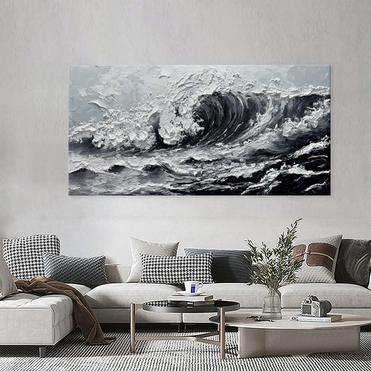 Cuadro Óleo Grandes Olas Marino Textura Gruesa Pintura Hecha a Mano para Sala - Image 5