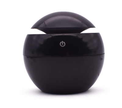 Black spherical ultrasonic atomizer with a power button icon, designed for aromatherapy and humidification. - Image 5