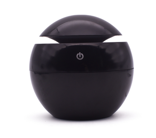 Black spherical ultrasonic atomizer with a power button icon, designed for aromatherapy and humidification. - Image 5