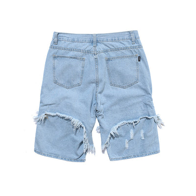 Shorts de Mezclilla Rotos Rectos para Hombre - Image 15