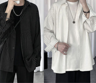 Camisa Manga Corta Hombre Rayas Negra Elegante - Image 18
