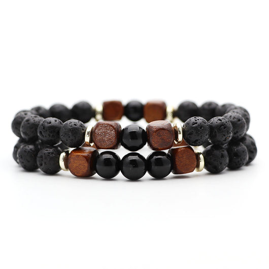 Pulsera de Piedra Volcánica Lava y Ojo de Tigre - Image 36
