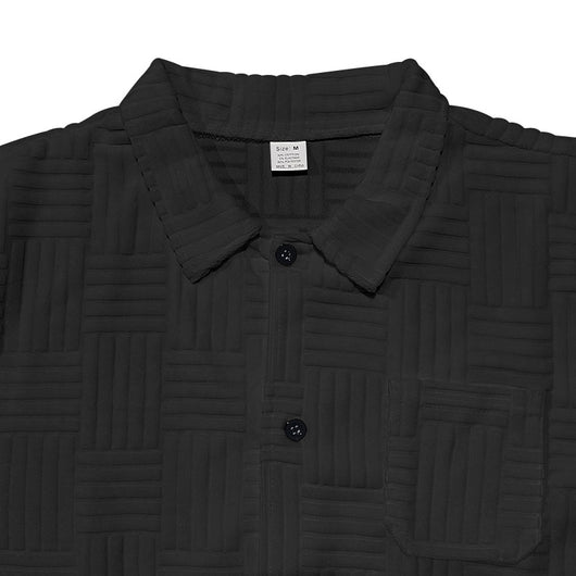 Camisa Casual Jacquard con Solapa y Botones - Conjunto Elegante para Hombre - Image 59