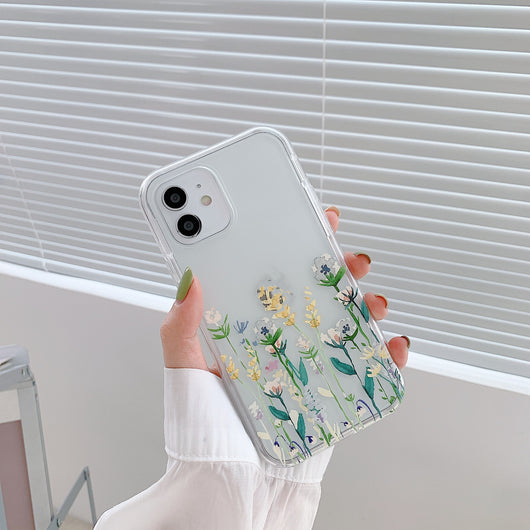 Funda Transparente Bicolor con Flores Pintadas para Móvil - Image 11