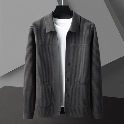 Suéter de Cuello Solapa Grueso para Hombre - Manga Larga Otoño Invierno con Bolsillos - Image 8