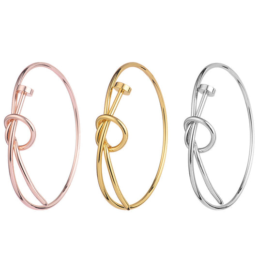 Pulsera de Cobre Tejida con Nudos y Tornillos