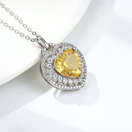 Collar Corazón Citrina Natural Plata 925 - Conjunto Completo para Mujer - Image 9