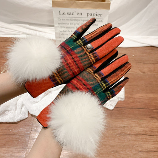Guantes de Lana y Cachemira con Pompón de Piel de Zorro - Image 17