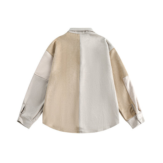 Chaqueta de Ante con Patchwork de Colores Contrastantes - Image 3