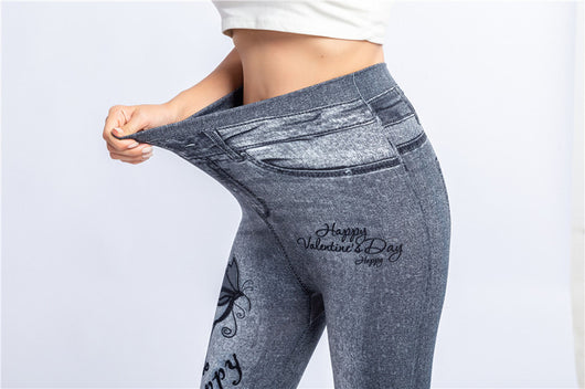 Leggins Tipo Denim Estampado Cintura Alta con Máxima Elasticidad - Image 15