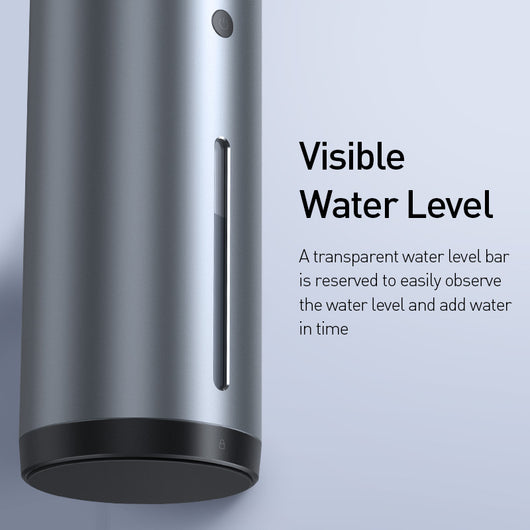 Dark gray cylindrical vehicle-mounted humidifier with a power button, mist outlet, and water level indicator. - Image 5
